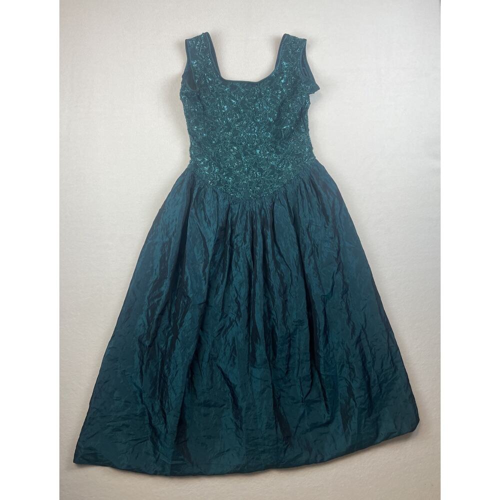 Vintage Jessica McClintock Gunne Sax Junior Womens Sz 15/16 Formal Dress Green L